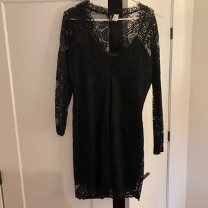 Black lace mini dress